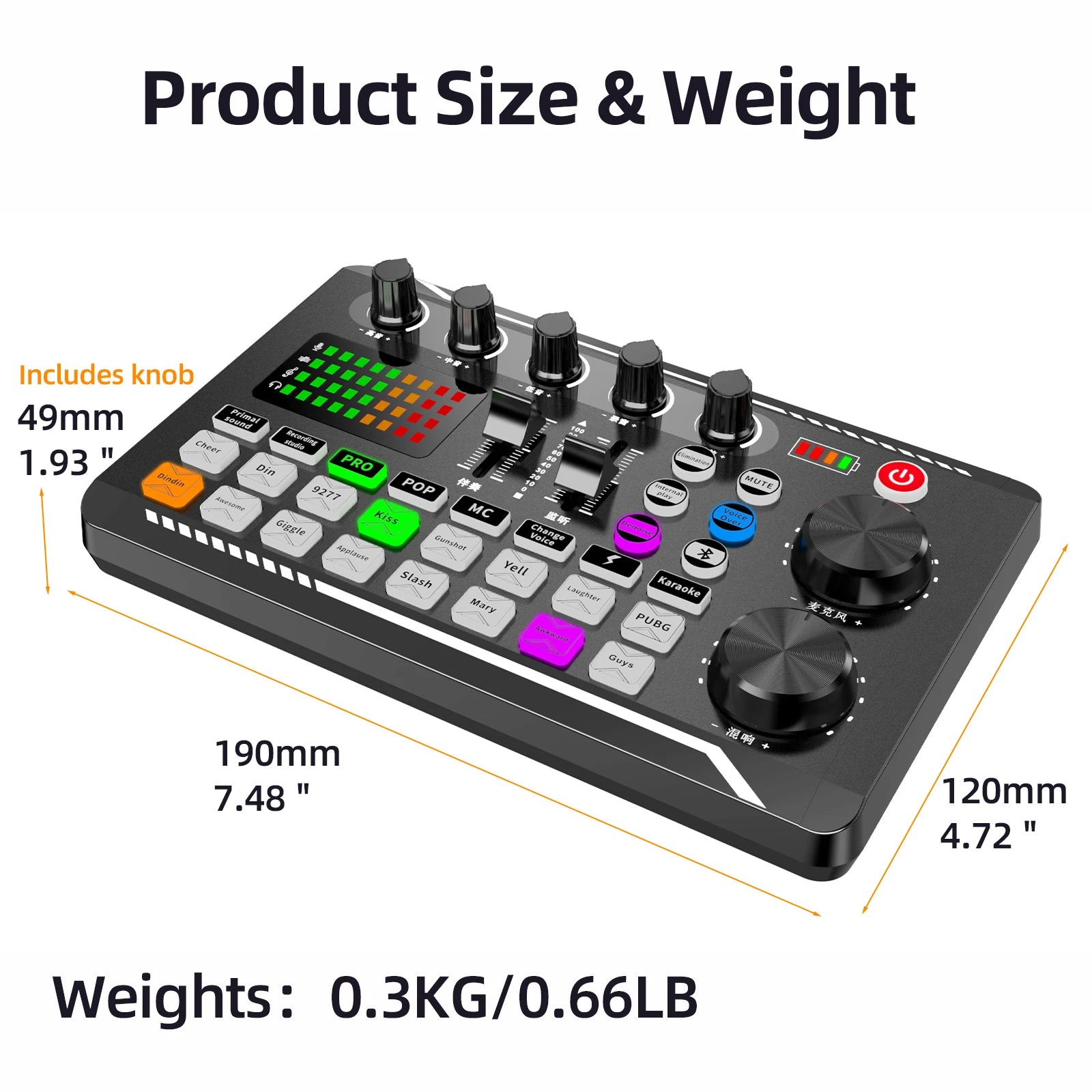 Live Sound Card and Audio Interface with DJ Mixer Effects, Voice Changer