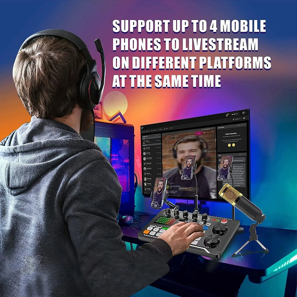 Live Sound Card and Audio Interface with DJ Mixer Effects, Voice Changer