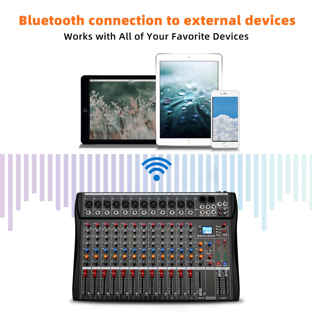 6//8/12 Channel Professional Audio Mixer  Studio Audio Console USB MP3 Input 48v Phantom Power DJ Console