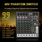 TKLBLS 6-Channel Audio Mixer USB Bluetooth DJ Studio Console