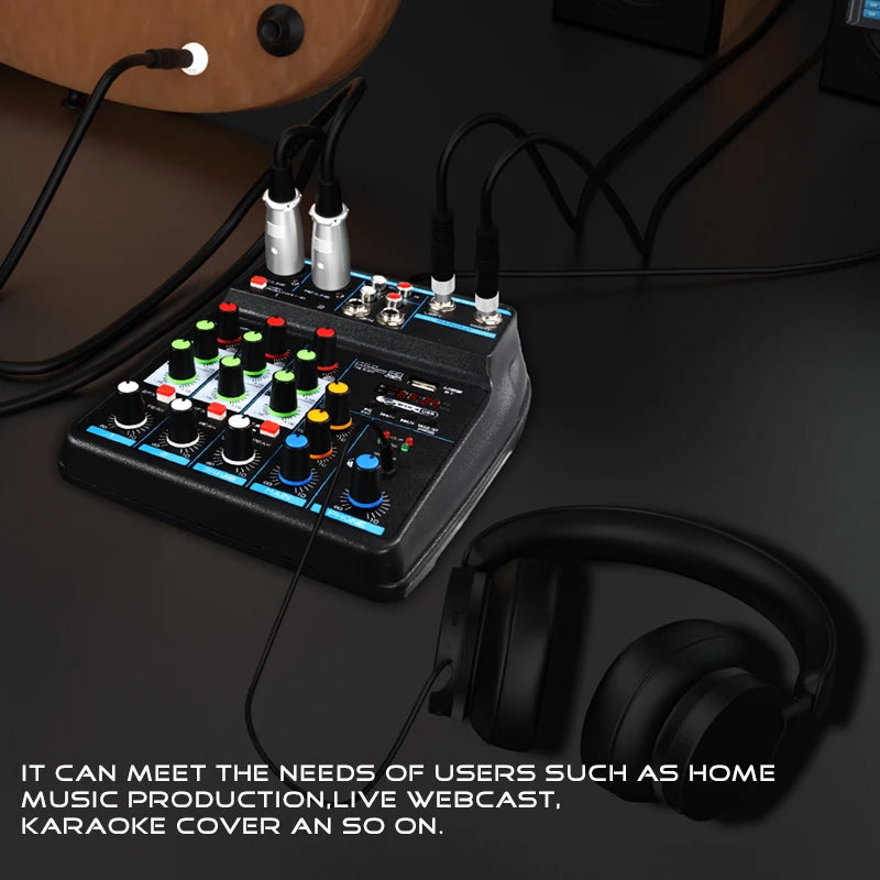 4-Channel DJ Mixer with Bluetooth & USB