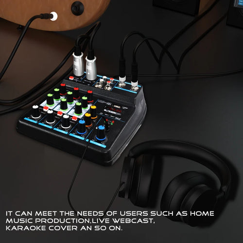 4-Channel DJ Mixer with Bluetooth & USB