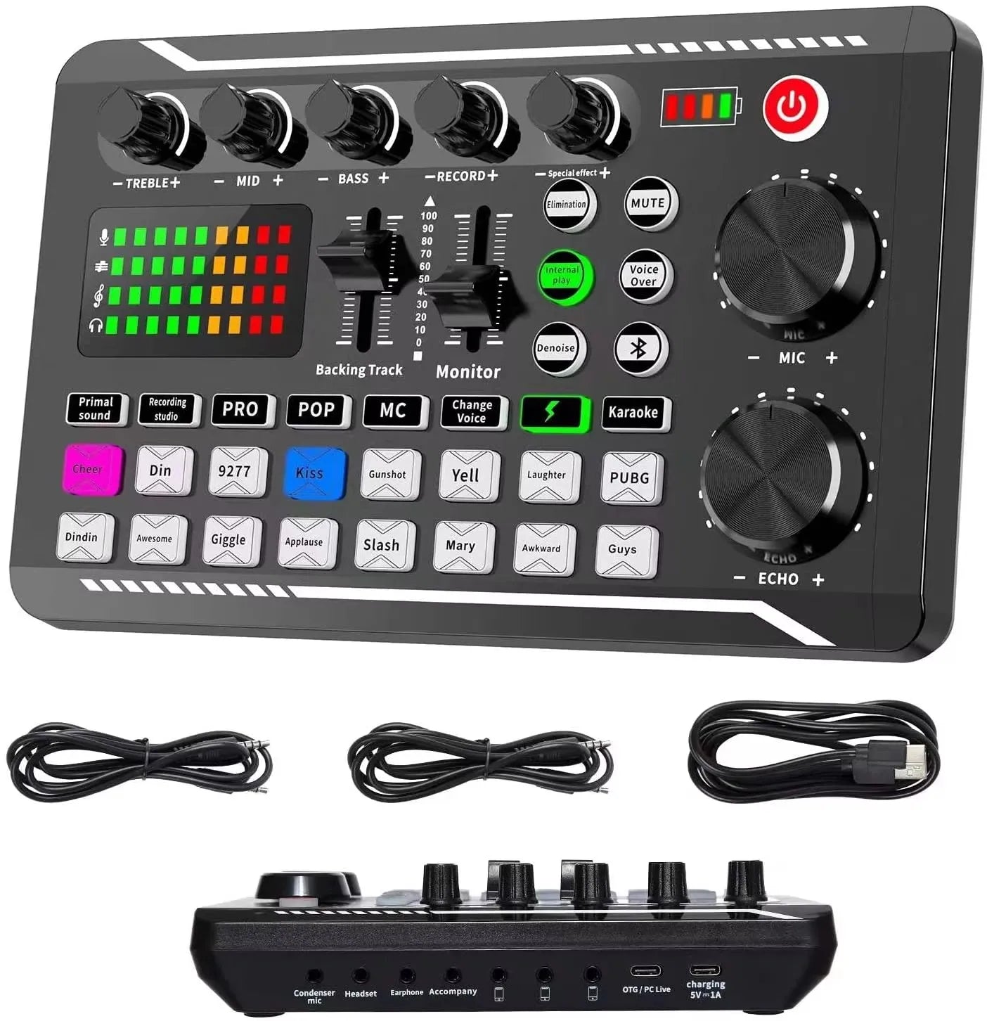 Live Sound Card and Audio Interface with DJ Mixer Effects, Voice Changer