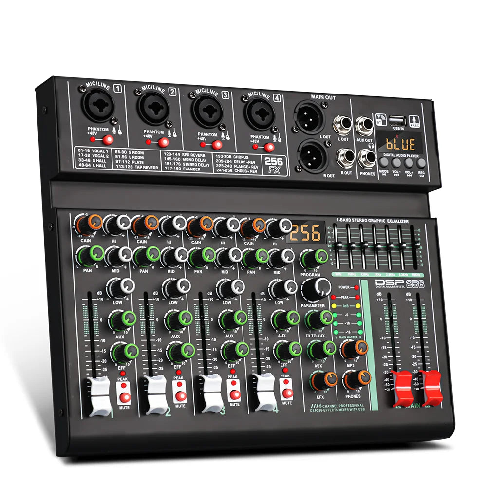 BOMGE 4 Channel 256DSP USB Bluetooth Audio Mixer