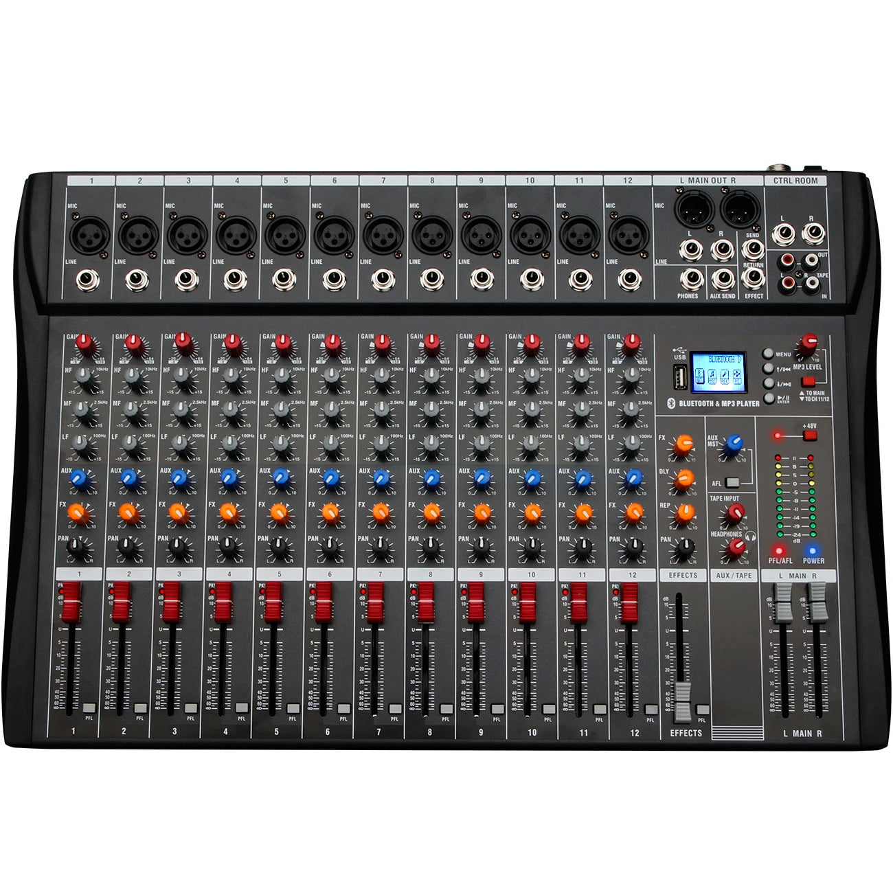 6//8/12 Channel Professional Audio Mixer  Studio Audio Console USB MP3 Input 48v Phantom Power DJ Console