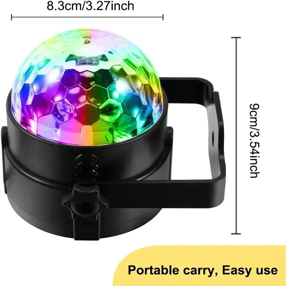 RGB Rotating Disco Ball Light with Sound Control