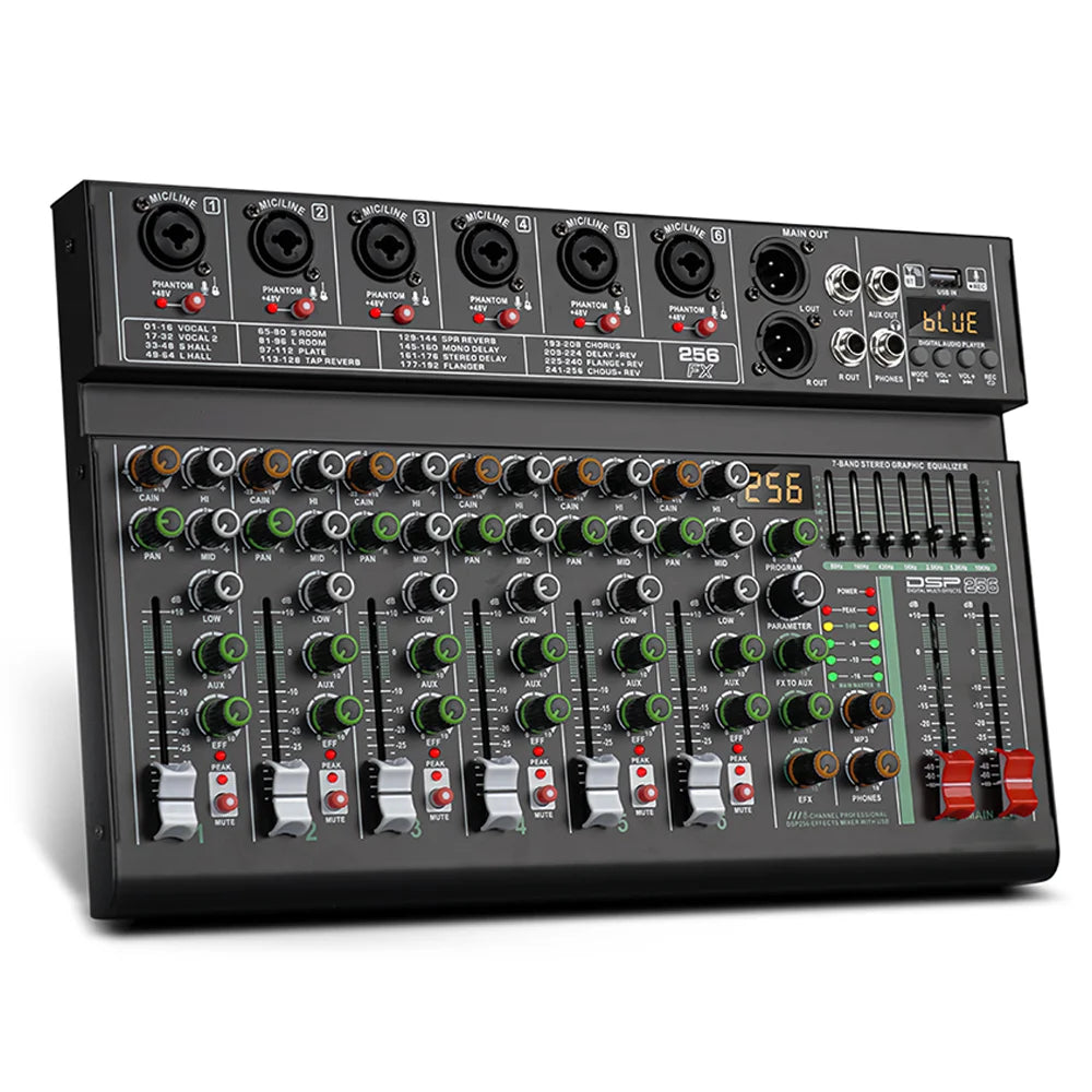 BOMGE 4 Channel 256DSP USB Bluetooth Audio Mixer