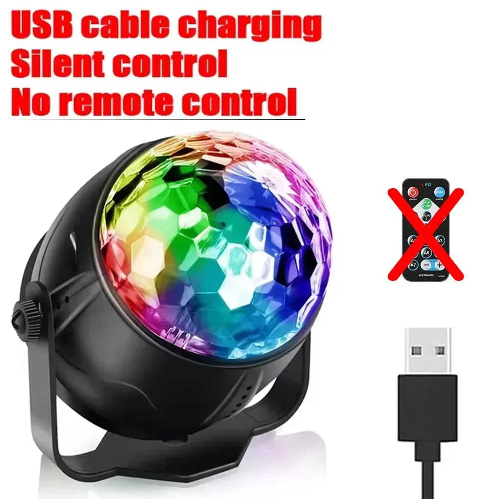 RGB Rotating Disco Ball Light with Sound Control