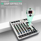ARMX-6 6-Channel Audio Mixer with USB, Bluetooth, 16 DSP Effects, and 3-Band EQ