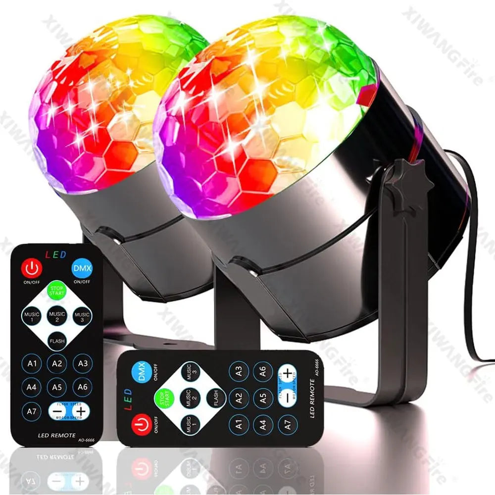 RGB Rotating Disco Ball Light with Sound Control
