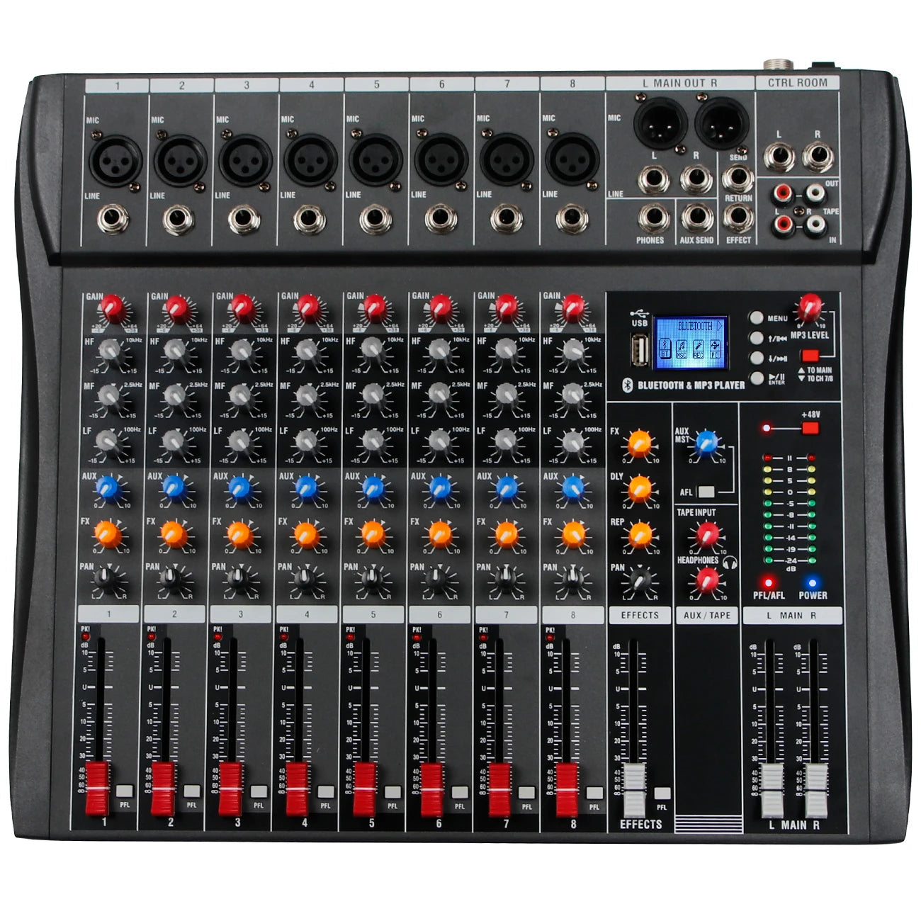 6//8/12 Channel Professional Audio Mixer  Studio Audio Console USB MP3 Input 48v Phantom Power DJ Console